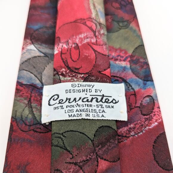 Vintage Disney Cervantes Mickey Mouse Tie Silk Blend Abstract Print Made in USA - Picture 2 of 7